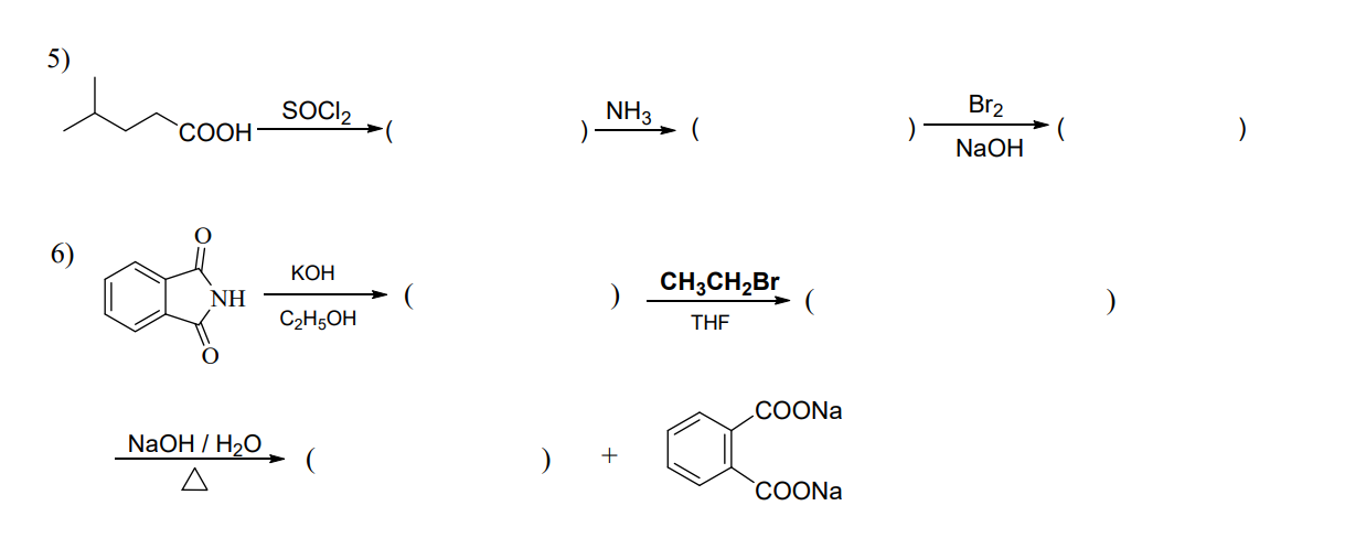 Solved 5) COOH of NaOH / H?O A SOCI? KOH C?H5OH ( NH3 ) ) + | Chegg.com