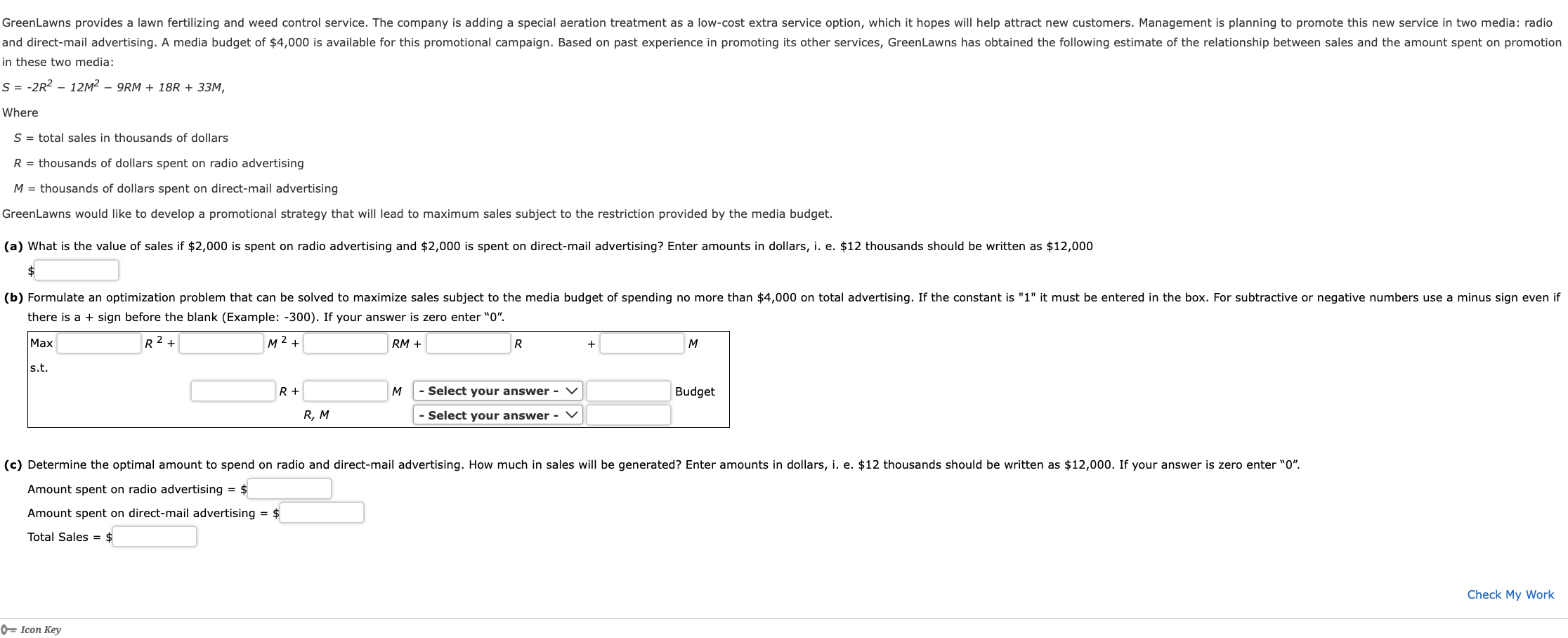 Solved in these two media: S=−2R2−12M2−9RM+18R+33M Where S= | Chegg.com