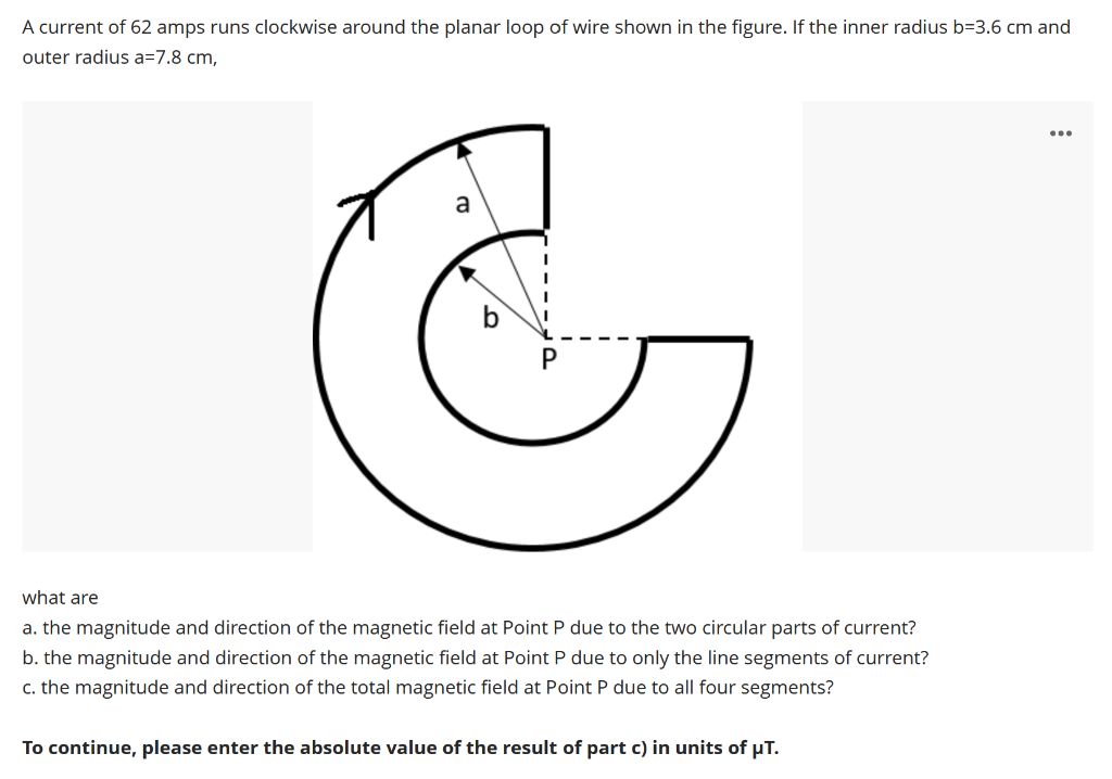 Solved A Current Of 62 Amps Runs Clockwise Around The Planar | Chegg.com