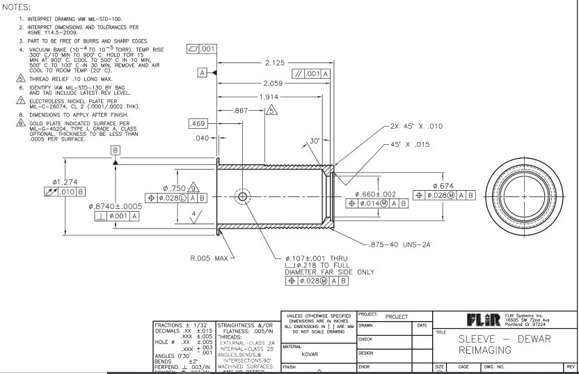 Solved Drawing 1-Sleeve Dewar Relimaging The following print | Chegg.com