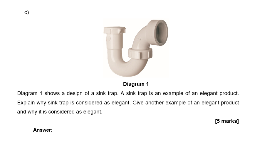 Solved Dıagram 1 Diagram 1 shows a design of a sink trap. A | Chegg.com