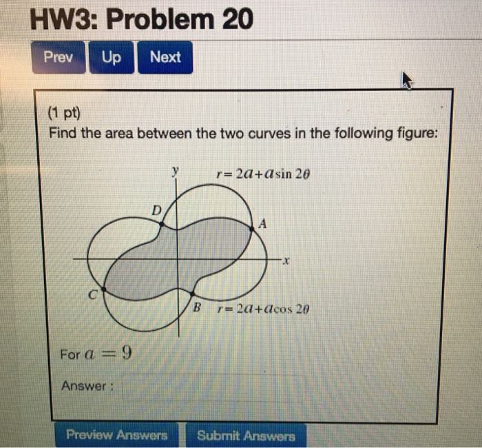 Solved Find the area between the two curves in the following | Chegg.com