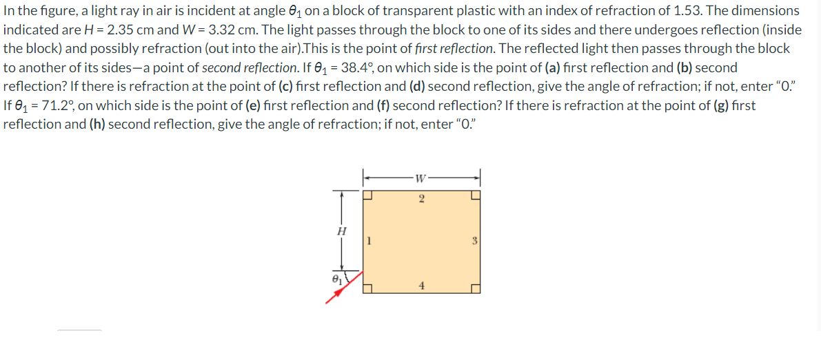 Solved In the figure, a light ray in air is incident at | Chegg.com