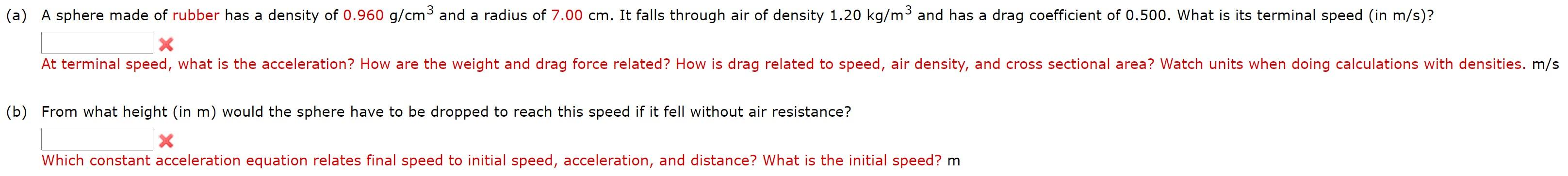 Solved (a) A sphere made of rubber has a density of 0.960 | Chegg.com