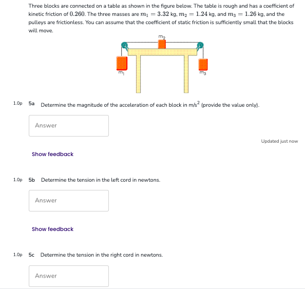 Solved Three blocks are connected on a table as shown in the