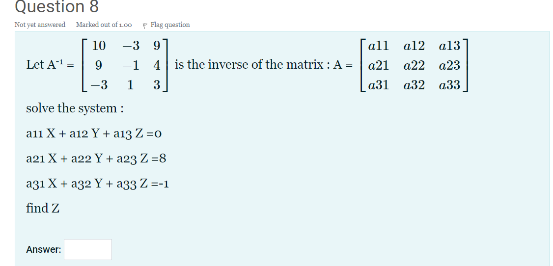 Solved Question 8 Not Yet Answered Marked Out Of 1.00 P Flag | Chegg.com