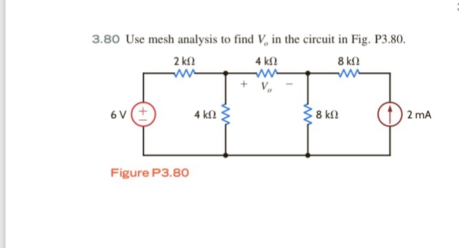 Solved 3.80 Use mesh analysis to find V, in the circuit in | Chegg.com
