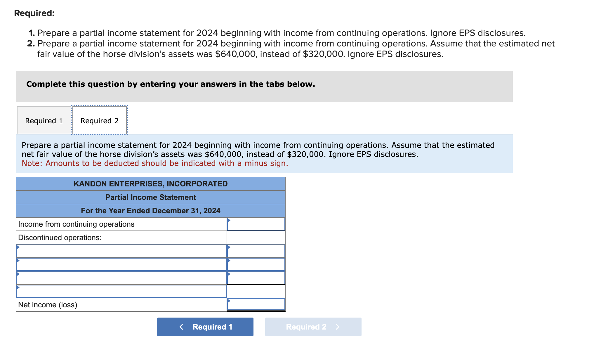 1. Prepare a partial income statement for 2024 | Chegg.com