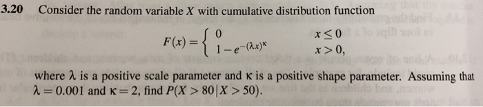 Solved 3.20 Consider the random variable X with cumulative | Chegg.com