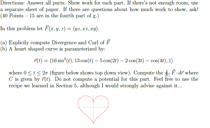 Solved Directions: Answer all parts. Show work for each | Chegg.com