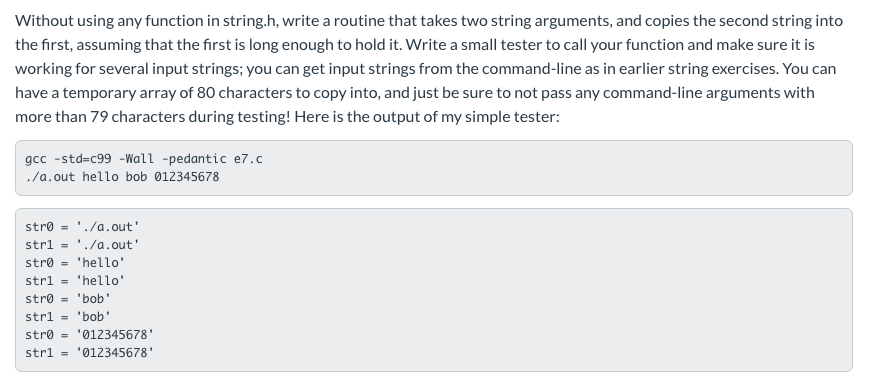 Solved Without using any function in string.h, write a | Chegg.com
