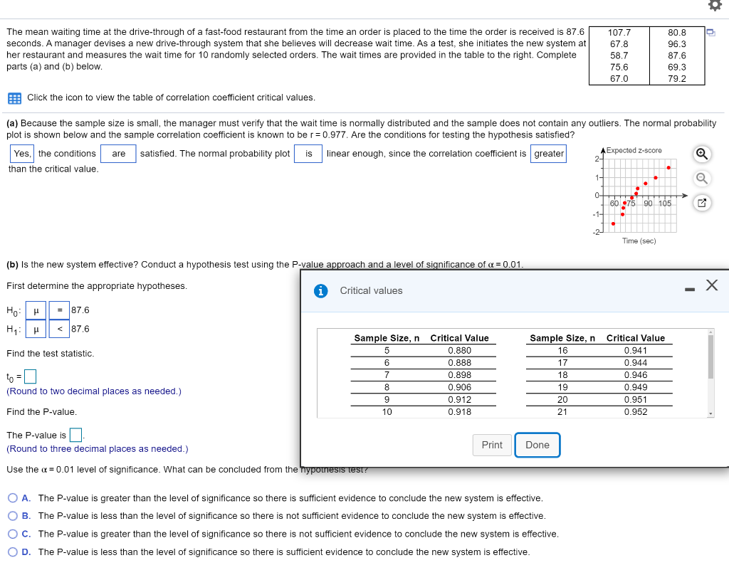 Solved How to get Test statistic and p-value with excel or  Chegg.com