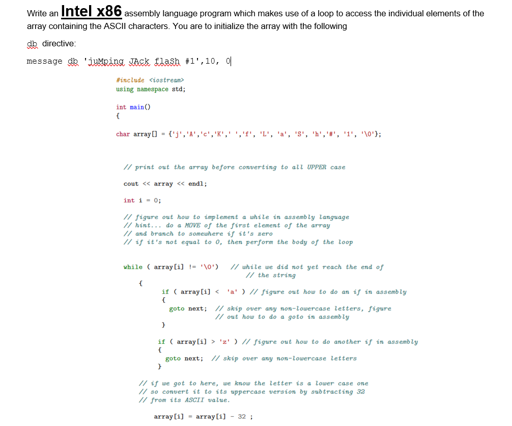 Write an Intel x86 assembly language program which | Chegg.com