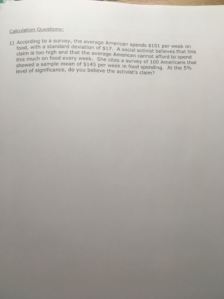 ... 1) A According Calculation T Survey, Questions: To