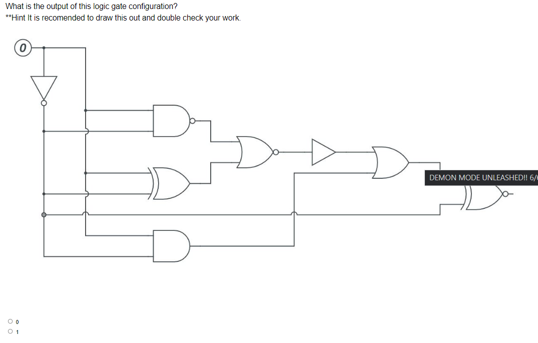 Solved What is the output of this logic gate configuration? | Chegg.com
