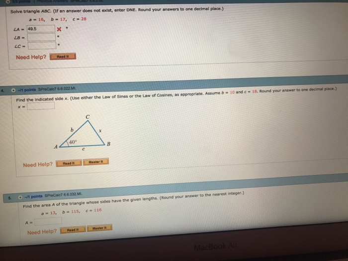 Solved solve triangle ABC (if an answer does not exist,