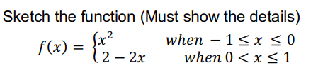 Solved Sketch the function (Must show the details) | Chegg.com