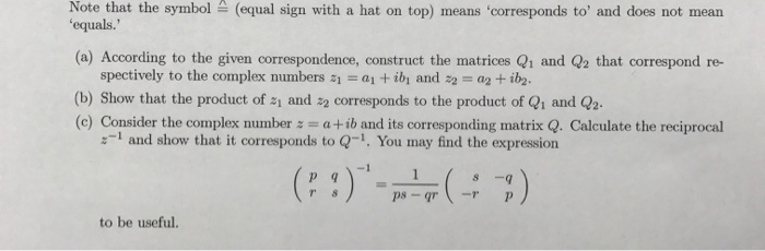 Solved Note that the symbol-(equal sign with a hat on top) | Chegg.com