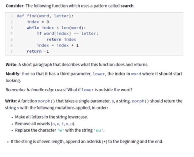 Solved Consider: The following function which uses a pattern | Chegg.com