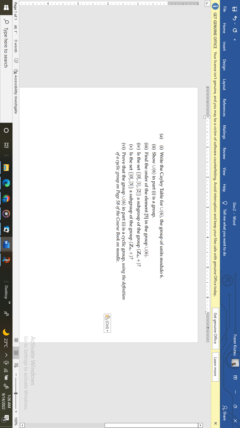 Solved a i write the cayley table for 6 the group of chegg