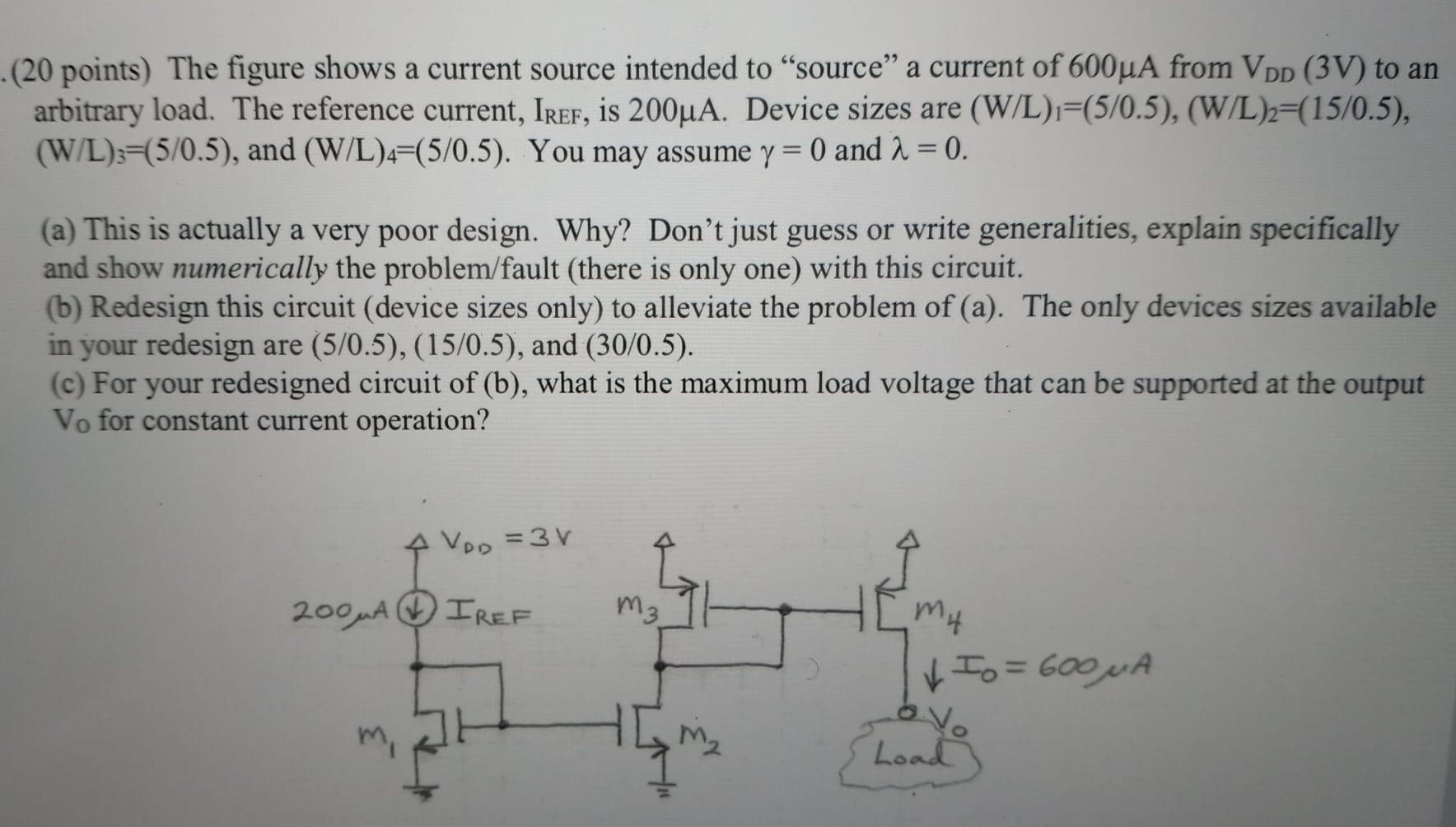 Solved (20 points) The figure shows a current source | Chegg.com