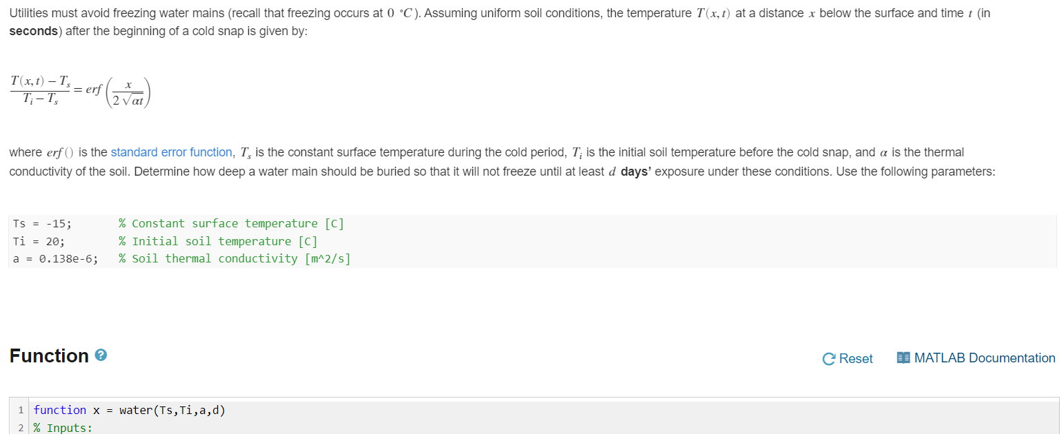 Ti−TsT(x,t)−Ts=erf(2αtx) where erf() is the standard | Chegg.com