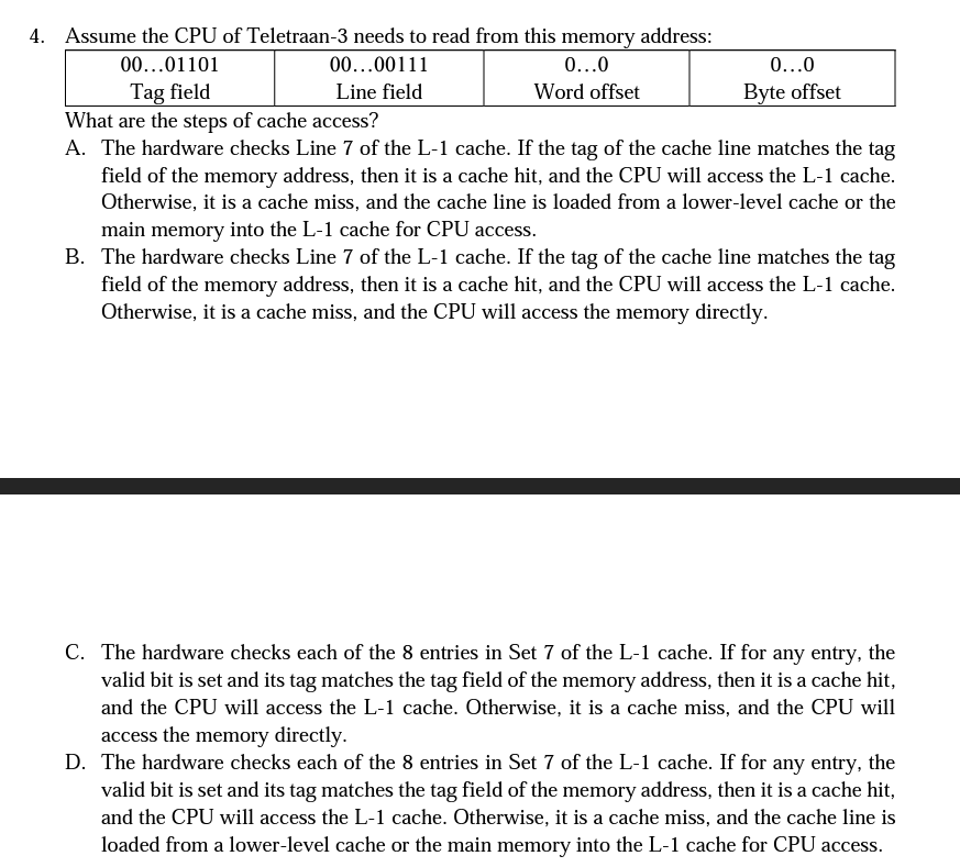 Solved What Are The Steps Of Cache Access? A. The Hardware | Chegg.com