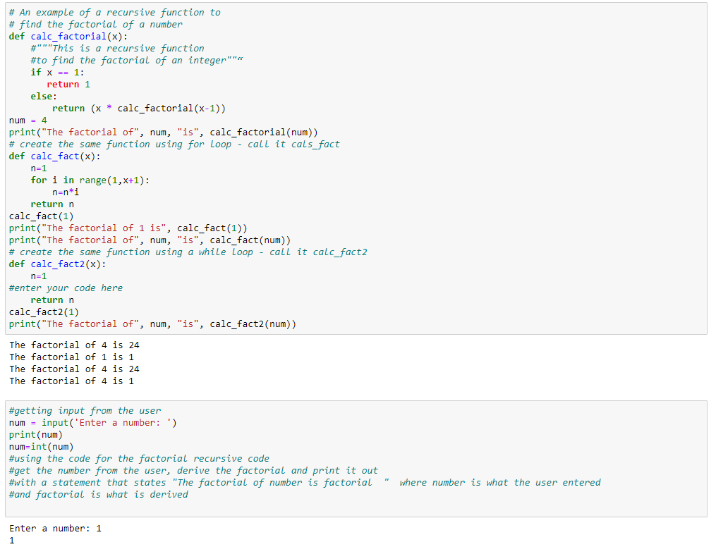 Solved An example of a recursive function to # find the | Chegg.com