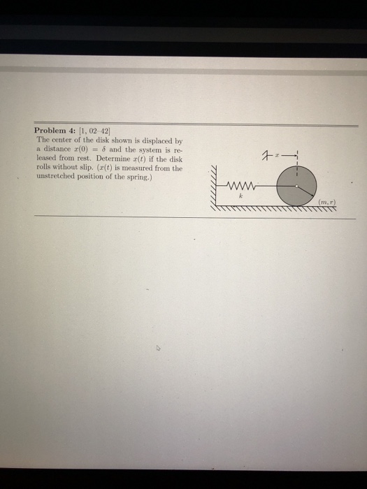 Solved Problem 4: 1, 02 42 The center of the disk shown is | Chegg.com