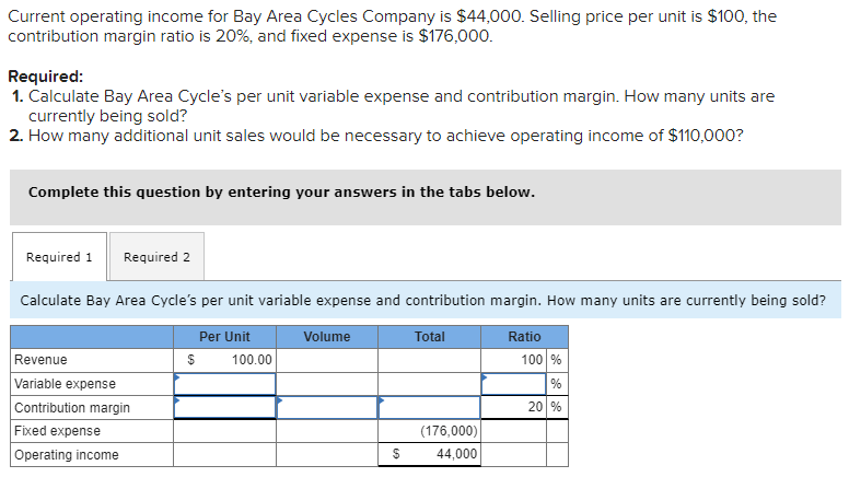Solved Current operating income for Bay Area Cycles Company | Chegg.com