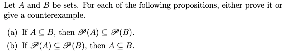 Solved Let A And B Be Sets. For Each Of The Following | Chegg.com