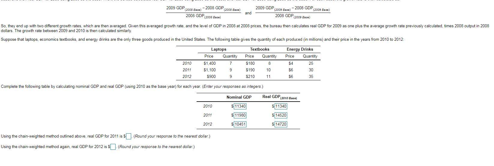 Solved Recall The Method Of Calculating Real Gdp Detailed In 