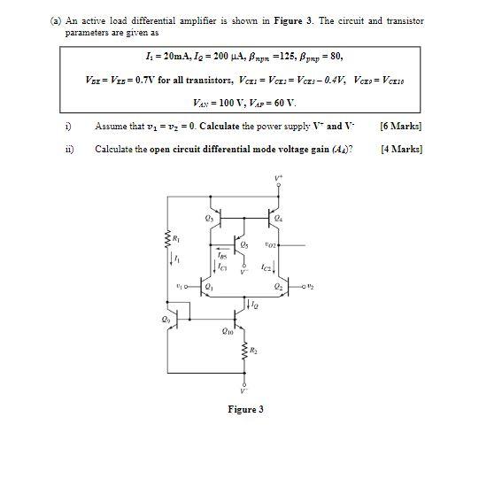 An active load differential amplifier is shown in | Chegg.com