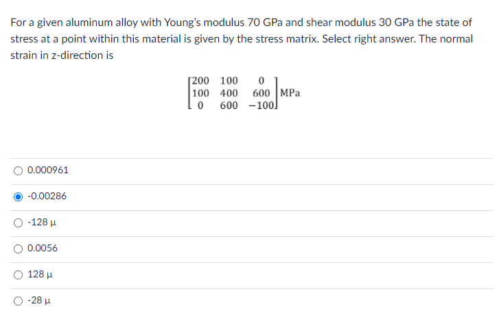 Solved For a given aluminum alloy with Young's modulus 70 | Chegg.com