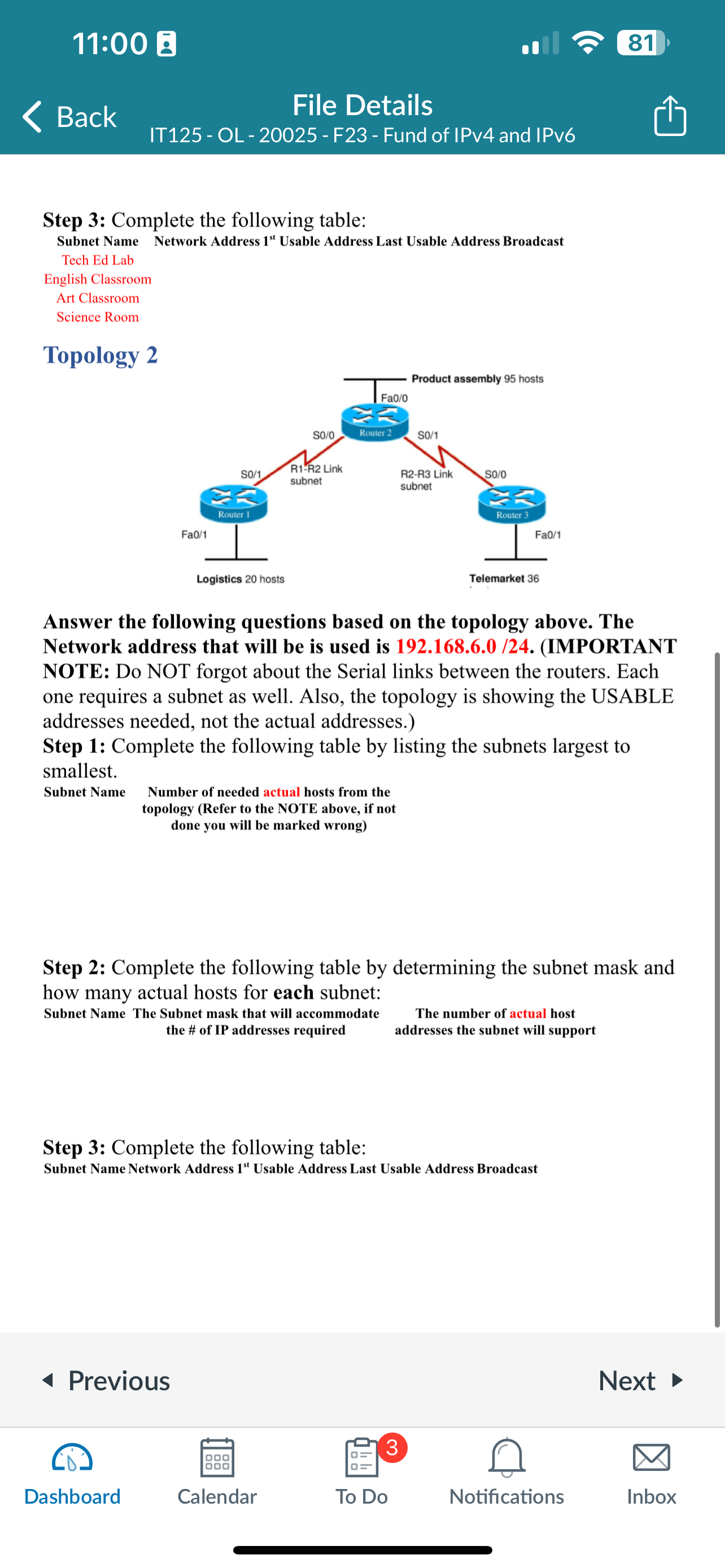 Solved Subnetting A Network Using The VLSM Method Worksheet | Chegg.com