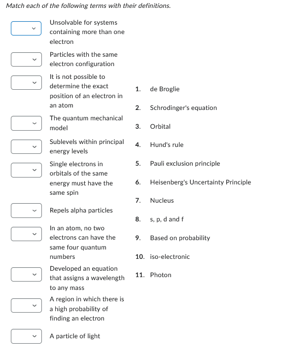 Solved Match each of the following terms with their | Chegg.com