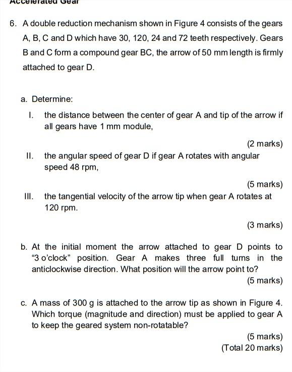 Solved Osetet 6 A Double Reduction Mechanism Shown In Chegg Com