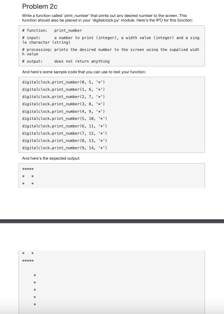 Solved Problem 2c Write a function caled 'print_number' that | Chegg.com