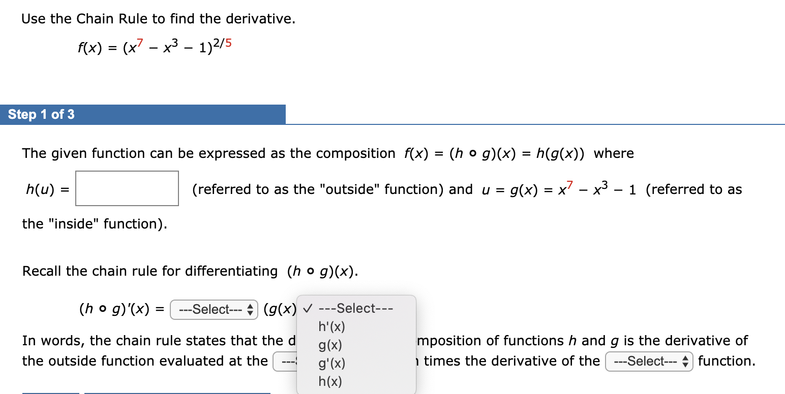 Solved Use The Chain Rule To Find The Derivative F X Chegg Com