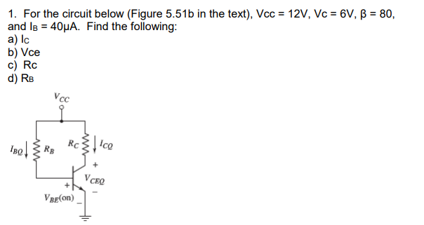 Solved 1. For The Circuit Below (Figure 5.51b In The Text), | Chegg.com