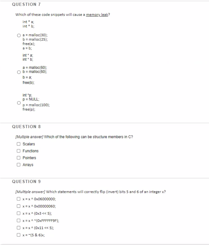 Solved QUESTION 7 Which of these code snippets will cause a | Chegg.com