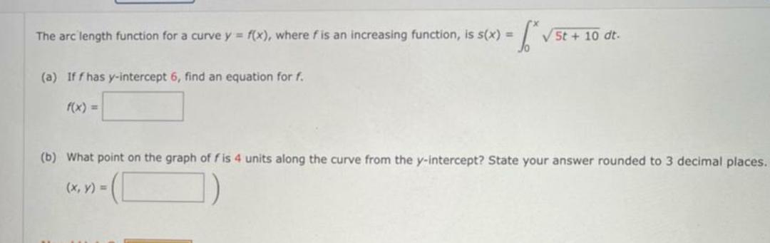 Solved The arc length function for a curve y = f(x), where | Chegg.com