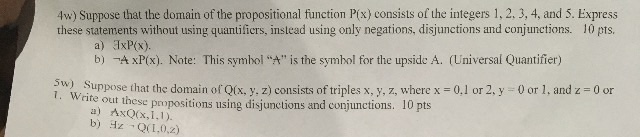 Solved Suppose that the domain of the propositional function | Chegg.com