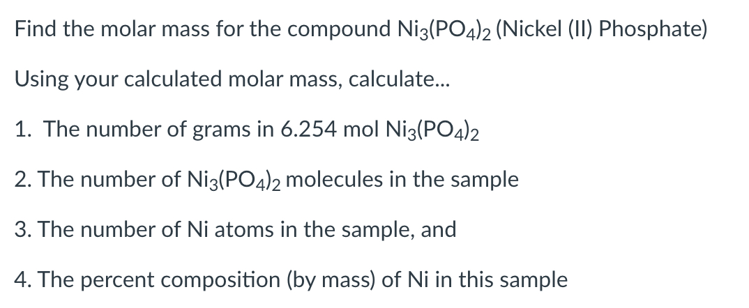 what is the molar mass of the compound ni no3 2