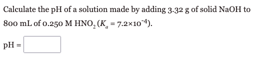 Solved Calculate the pH of a solution made by adding 3.32 g | Chegg.com