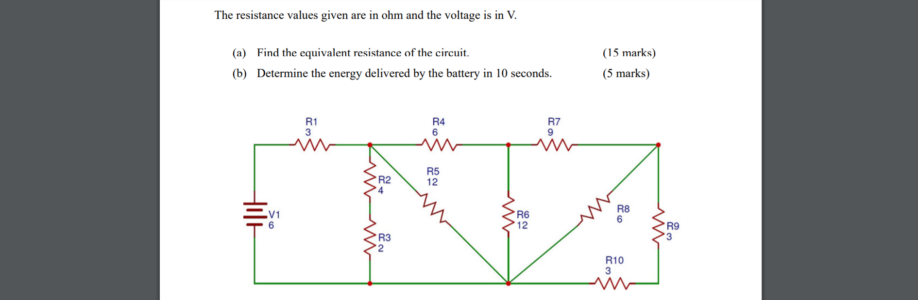 Solved The Resistance Values Given Are In Ohm And The 