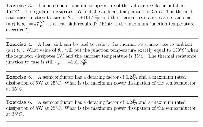 Solved Exercise 3. The maximum junction temperature of the | Chegg.com