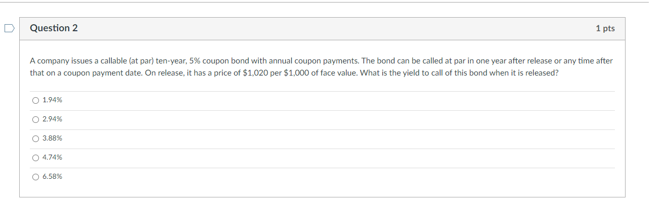 Solved A company issues a callable (at par) ten-year, 5% | Chegg.com