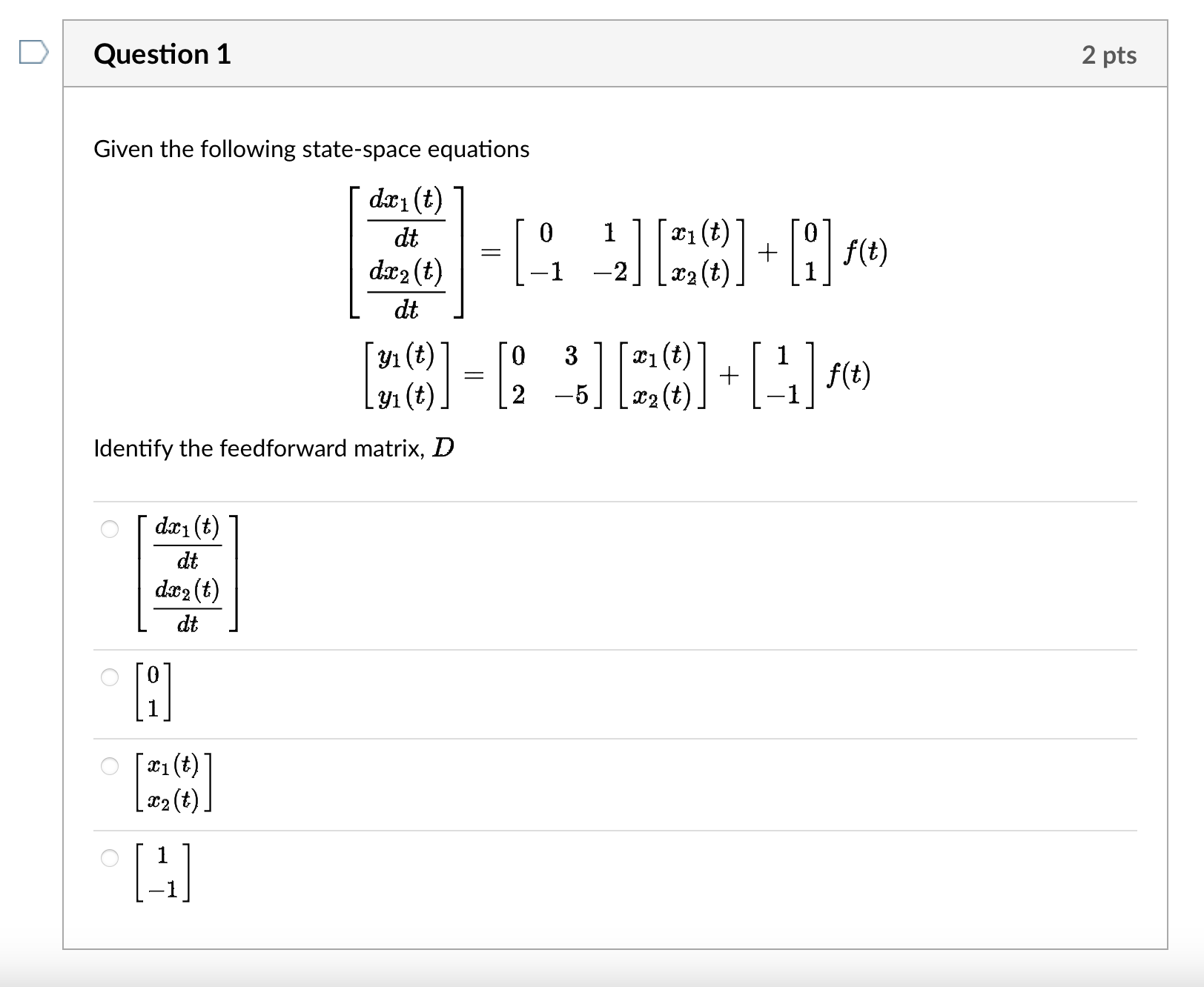 Solved Given The Following State-space Equations | Chegg.com