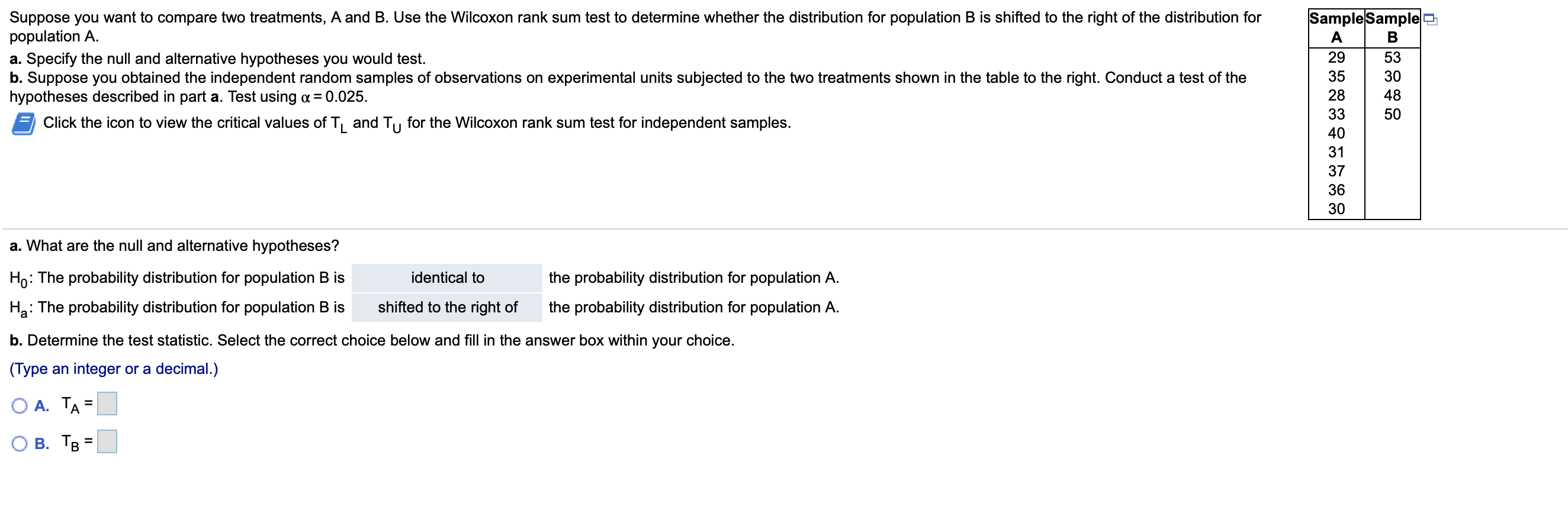 Solved Suppose You Want To Compare Two Treatments, A And B. | Chegg.com